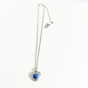 NWT Brighton Neptune’s Rings Brazil Blue Quartz Heart Reversible Necklace Silver